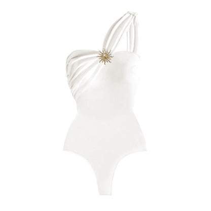 Conjunto de Enteriza con Falda Pareo y Apliques Dorados Ref: 0563