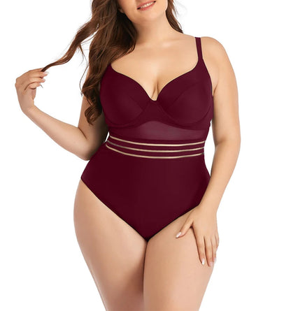 Enteriza Plus Size con Taza Moldeada y Detalles de Tul Ref: 0604