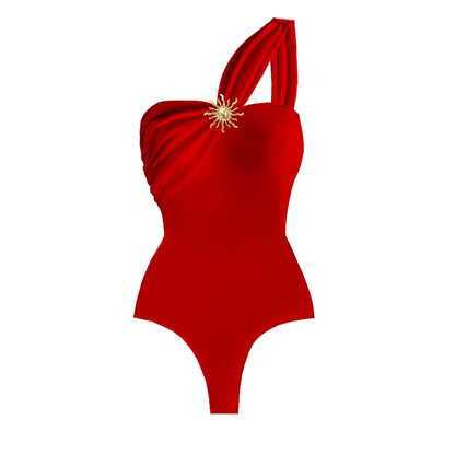 Conjunto de Enteriza con Falda Pareo y Apliques Dorados Ref: 0563