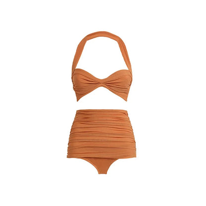 Conjunto de Bikini Drapeado con Falda Pareo Estampada Ref: 0551