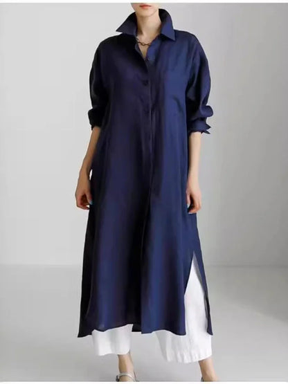 Vestido Largo Camisero con Aberturas Laterales Ref: 0267