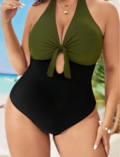 Enteriza Plus Size Bicolor con Lazo Ref: 0602