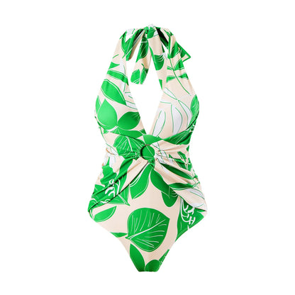 Conjunto Estampado con Enteriza Escote en V y Falda Pareo Ref: 0550